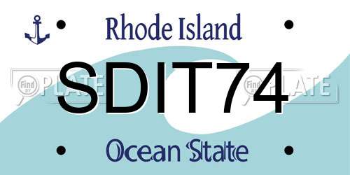 SDIT74 Rhode Island License Plate