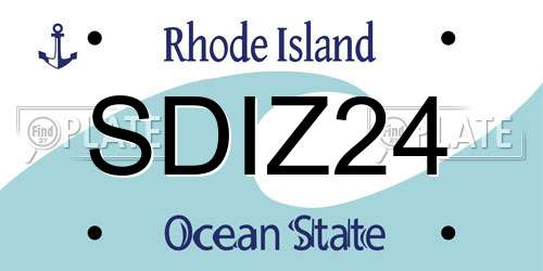 SDIZ24 Rhode Island License Plate