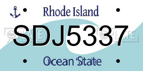 SDJ5337 Rhode Island License Plate