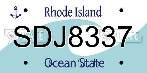 SDJ8337 Rhode Island License Plate