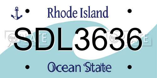 SDL3636 Rhode Island License Plate