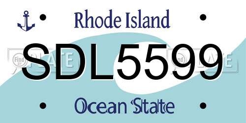 SDL5599 Rhode Island License Plate