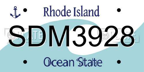 SDM3928 Rhode Island License Plate