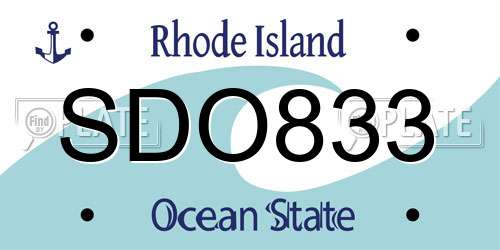 SDO833 Rhode Island License Plate
