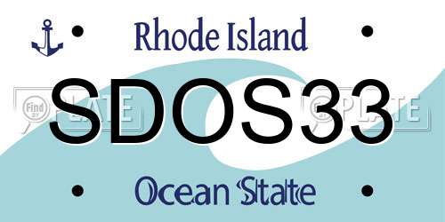 SDOS33 Rhode Island License Plate