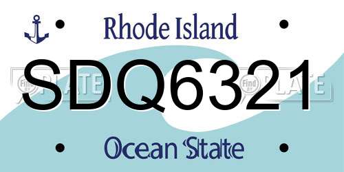 SDQ6321 Rhode Island License Plate