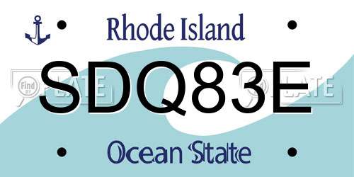 SDQ83E Rhode Island License Plate