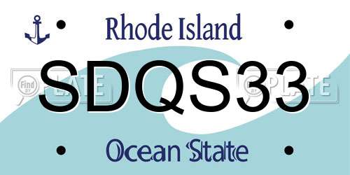 SDQS33 Rhode Island License Plate