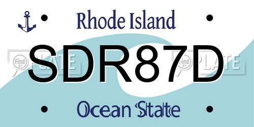 SDR87D Rhode Island License Plate