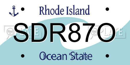 SDR87O Rhode Island License Plate