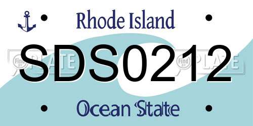 SDS0212 Rhode Island License Plate
