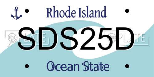SDS25D Rhode Island License Plate