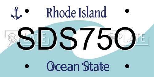SDS75O Rhode Island License Plate
