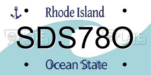 SDS78O Rhode Island License Plate