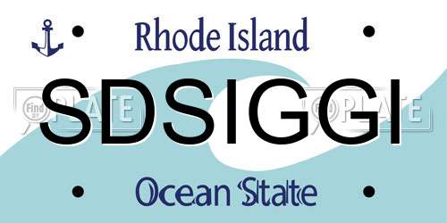 SDSIGGI Rhode Island License Plate