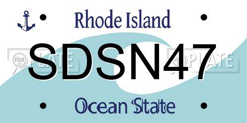 SDSN47 Rhode Island License Plate