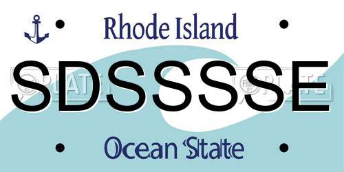 SDSSSSE Rhode Island License Plate