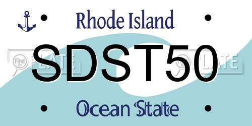 SDST50 Rhode Island License Plate