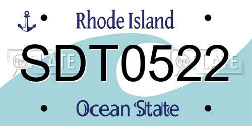 SDT0522 Rhode Island License Plate
