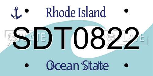 SDT0822 Rhode Island License Plate