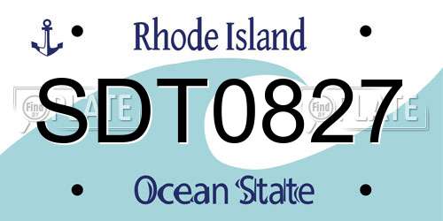 SDT0827 Rhode Island License Plate