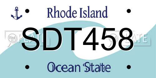 SDT458 Rhode Island License Plate
