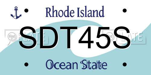 SDT45S Rhode Island License Plate