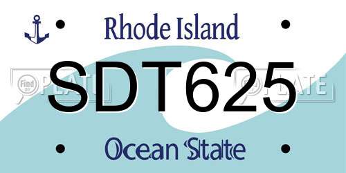 SDT625 Rhode Island License Plate