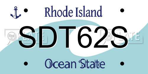 SDT62S Rhode Island License Plate