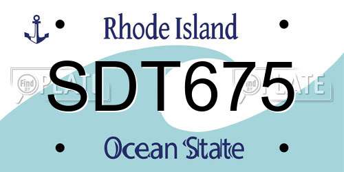 SDT675 Rhode Island License Plate