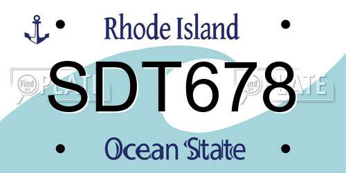 SDT678 Rhode Island License Plate