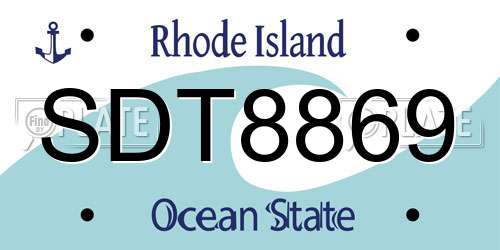 SDT8869 Rhode Island License Plate