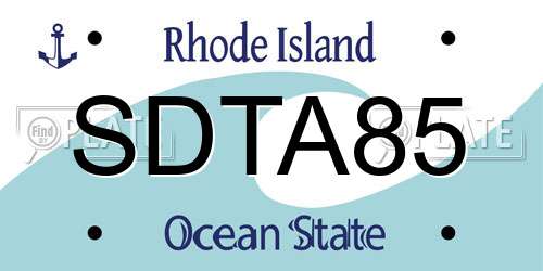 SDTA85 Rhode Island License Plate