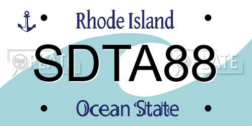 SDTA88 Rhode Island License Plate