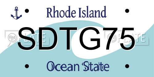 SDTG75 Rhode Island License Plate