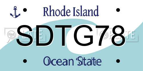 SDTG78 Rhode Island License Plate