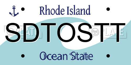 SDTOSTT Rhode Island License Plate
