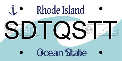 SDTQSTT Rhode Island License Plate