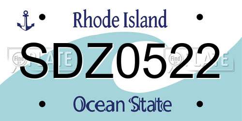 SDZ0522 Rhode Island License Plate