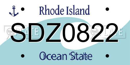 SDZ0822 Rhode Island License Plate