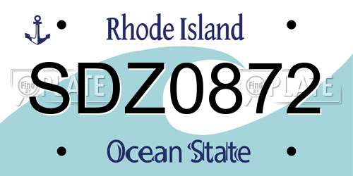 SDZ0872 Rhode Island License Plate