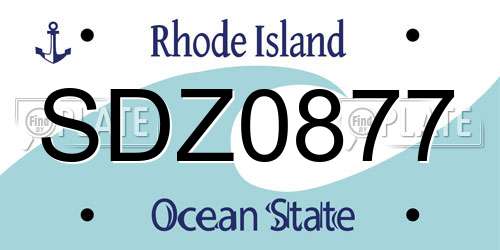 SDZ0877 Rhode Island License Plate