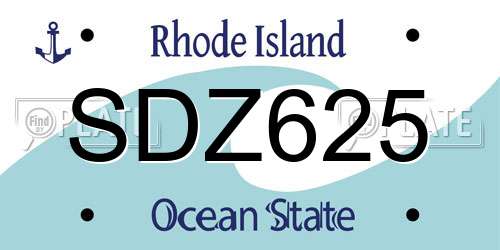 SDZ625 Rhode Island License Plate