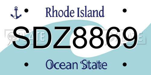 SDZ8869 Rhode Island License Plate