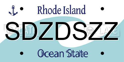SDZDSZZ Rhode Island License Plate