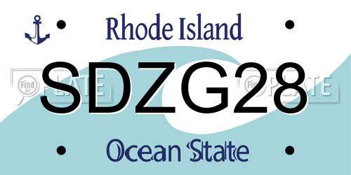 SDZG28 Rhode Island License Plate