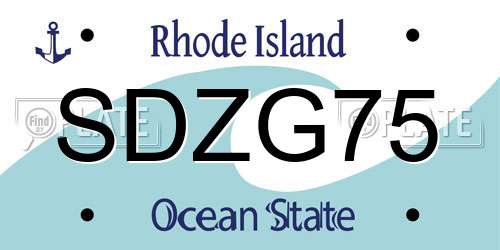 SDZG75 Rhode Island License Plate