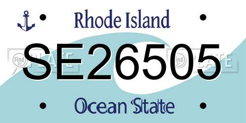 SE26505 Rhode Island License Plate