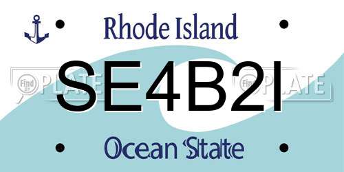 SE4B2I Rhode Island License Plate