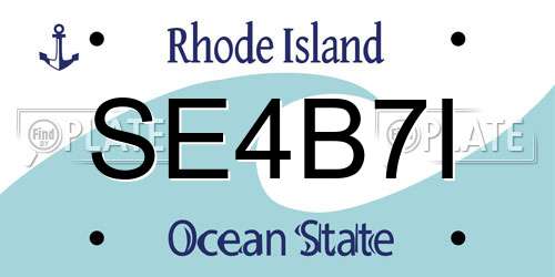 SE4B7I Rhode Island License Plate